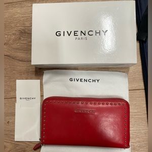 GIVENCHY red studded wallet